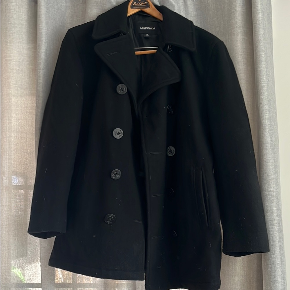 Lands' End Black Wool Blend Peacoat